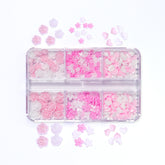 3D Pink White Heart & Flower Charms  - 6 Grids